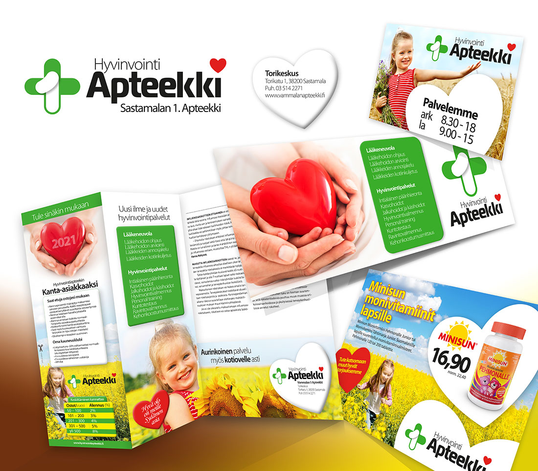 sastamalan-1-ensimmainen-apteekki-vammala-visuaalinen-ilme-yritysgrafiikka-hyvinvointi-kauneuspalvelut-logo-kuvasuunnittelu-painotuotteet-mainostulosteet-jips-suurkuva